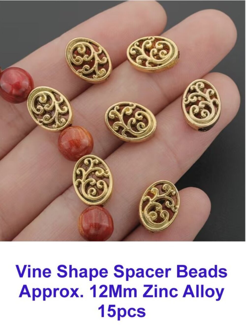 Antique Golden  Hollow Flower Vine Shape Spacer 15pcs
